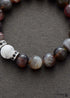 Boho Bracelet, Stretchy Bracelet, Black Botswana Onyx, Howlite